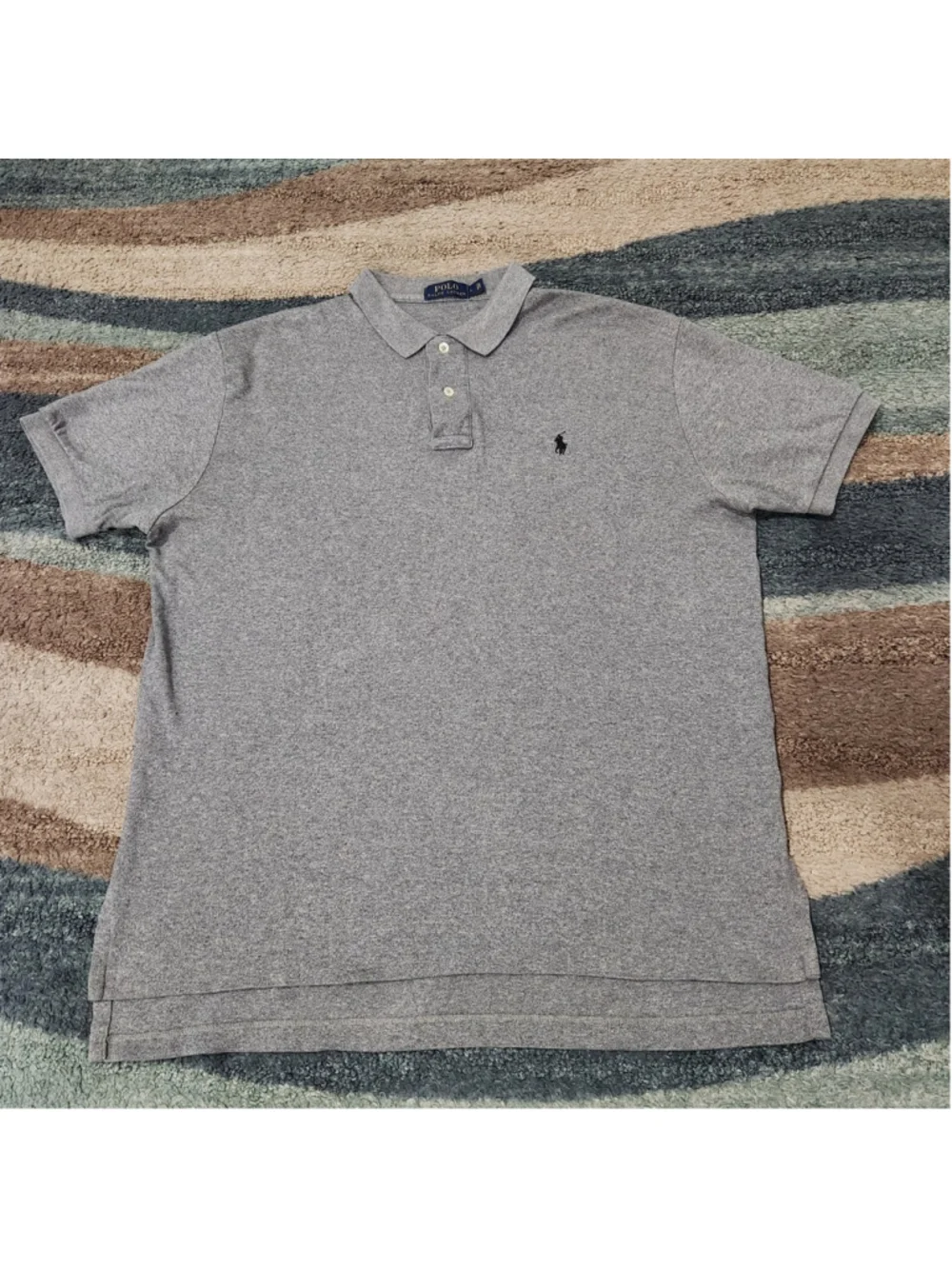 Ralph Lauren Custom Slim Fit Gray Men's Polo Shirt Size L